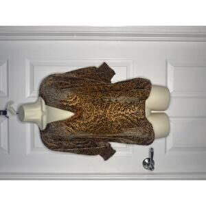 BB Dakota Burnout Velvet Floral Mini Dress Bronze Gold V-Neck Puff Sleeves Sz S